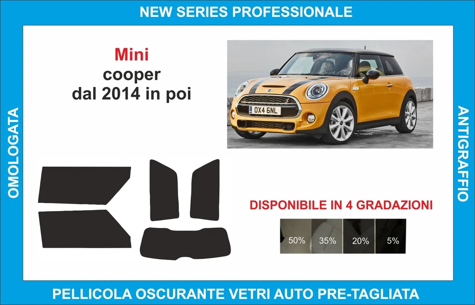 pellicole oscuranti vetri mini cooper dal 2014-2021 kit completo - Imagen 1 de 1