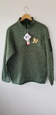 Antigua Nwt  Oakland As Sweater Mens Large Half Zip Outdoor Light - Image 1 of 4