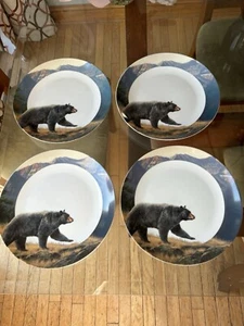 Wild Wings Ridgeline-Black Bear Set of 4 Dinner Plates Rosemary Millette 10.5” D - Picture 1 of 20