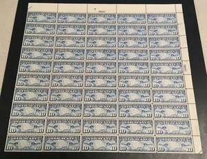 US Air Mail C7 10 cent MAP AND PLANES full mint sheet of 50 stamps MNH OG - Picture 1 of 3
