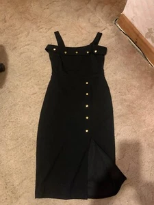 womens black dress with gold button detail - Picture 1 of 2