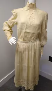 Vtg CAPRICCO BY DIGNA Blouse Skirt Set 12 M Victorian 100% Linen Regency History - Picture 1 of 21