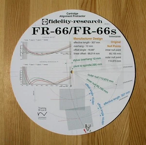 Fidelity Research FR-66/FR-66S Custom Designed Tonearm Alignment Protractor - Picture 1 of 7