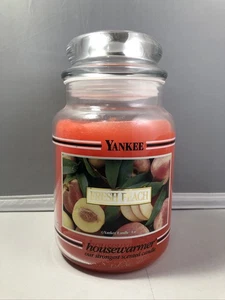 Yankee Candle Housewarmer Jar Fresh Peach Black Band 22oz New! - Picture 1 of 6