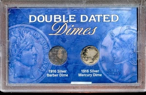 1916 Double Dated Dimes Barber & Mercury - Picture 1 of 2