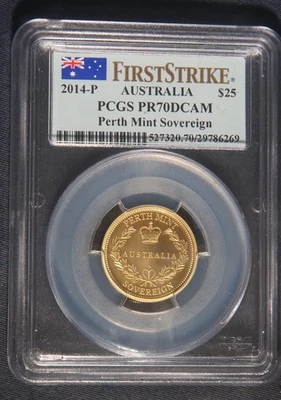 2014-P $25 AUSTRALIA 1 SOVEREIGN GOLD COIN  PCGS PR70DCAM LOT 291115 - Image 1 of 3