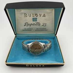 1963 Bulova Regatta 23 Men's Automatic Watch 33mm Silver Case w/ Box- Working - Picture 1 of 13
