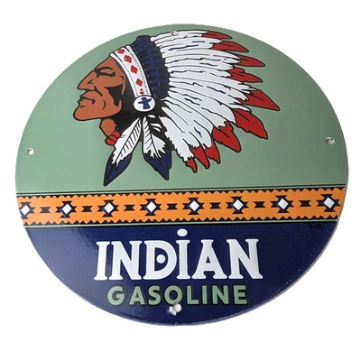 Vintage Indian Gasoline Sign - American Chief Gas Pump Porcelain Sign - Image 1 of 4