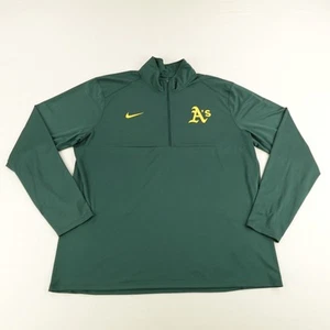 Oakland Athletics Shirt Men 2XL Green MLB Baseball Nike Dri Fit 1/4 Zip Pullover - Picture 1 of 11