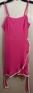 She + Sky New Hot Pink Ruffle Sleeveless Lined Mini Dress Size L Barbie Prom - Picture 1 of 11