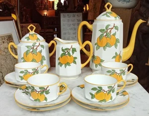Ancien Service À Café Porcelaine Limoges 15 Pièces Décor Agrume - Bild 1 von 9
