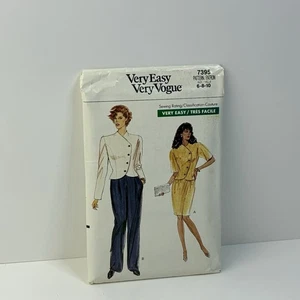 Jacket Pants Tapered Skirt  Size 6-10 Pleats Pockets UNCUT Pattern 7395 Vtg 80s  - Picture 1 of 2