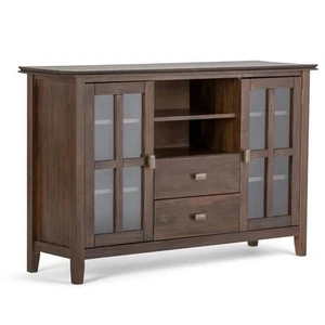 Simpli Home Artisan Wood 53" TV Media Stand in Brown For TVs up to 60" - Picture 1 of 9
