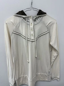 The North Face Women’s White 1/4 Button Hooded Pullover Shirt Hoodie Small EUC - Picture 1 of 5