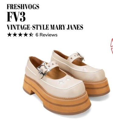 Fluevog EXCELENTE Freshvogs FV3 beige grueso plataforma hebilla Mary Jane - 9/9.5 Foto 1 de 4