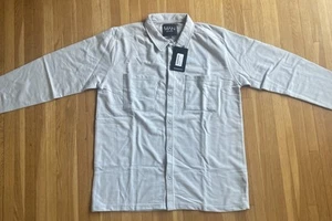 NWT Jersey Knit Utility Gray Button Up Shirt Men's Size L Long Sleeve - Picture 1 of 7