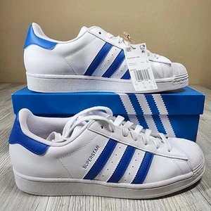 Adidas Superstar Sneakers White/Royal Blue Mens Sizes 9-12 New IG9368 - Picture 1 of 9