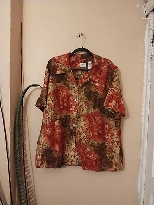 Emma James Women's Button Up Burnt Orange Collared Short Sleeve Shirt Size 22W - Image 1 of 4