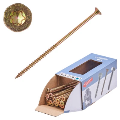 FISHBULL Spanplattenschrauben 6x140 Teilgewinde IVZ TX 1kg Holzbauschrauben Holzschrauben