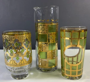 Culver Highball Valencia Glasses and Indiana Pitcher Set of 3 Vintage - Picture 1 of 8