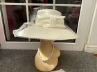 Ladies Cream Wide Brim Hat Weddings/Races/Occasions by Hat Box Good Condition