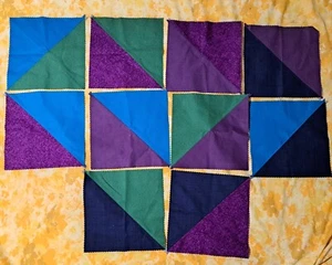10 blocchi trapunta colori stile Amish circa 9,5" quadrati - Foto 1 di 1