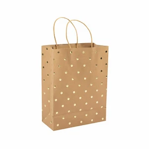 10" x 13" Large Gold Foil Dot Kraft Paper Gift Bags - 12 Pc. - Picture 1 of 1