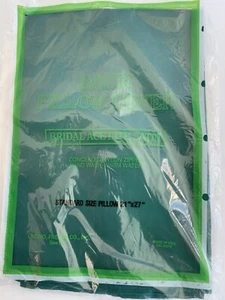VTG Bridal Acetate Satin Pillowcase Hunter Green Concealed Zipper NOS fit 21x27 - Picture 1 of 4