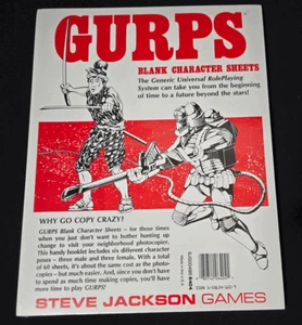 GURPS Hojas de Personajes en Blanco Steve Jackson Juegos RPG Juegos de Rol Nuevo Precintado - Imagen 1 de 2