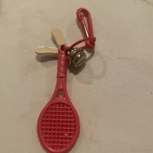 Vintage 1980s Plastic Bell Charm Tennis Racket For 80s Necklace - Picture 1 of 1