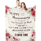 Wedding Anniversary Blanket Gifts for Her Him Happy for Couple Parent Wedding...