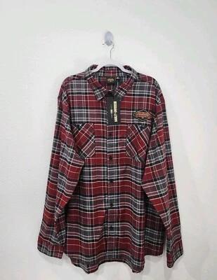 HARLEY DAVIDSON 120th Anniversary Red Long Sleeve Shirt Men’s Plaid Size 3XL NWT - Image 1 of 4