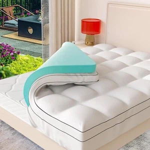 Memory Foam Mattress Topper Queen Size, Dual Layer 4 Inch Mattress Pad,2 Inch - Picture 1 of 7