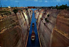 Postkarte Schiff Ship Kanal von CORINTH u. Eisenbahn-Brücke Griechenland Greece