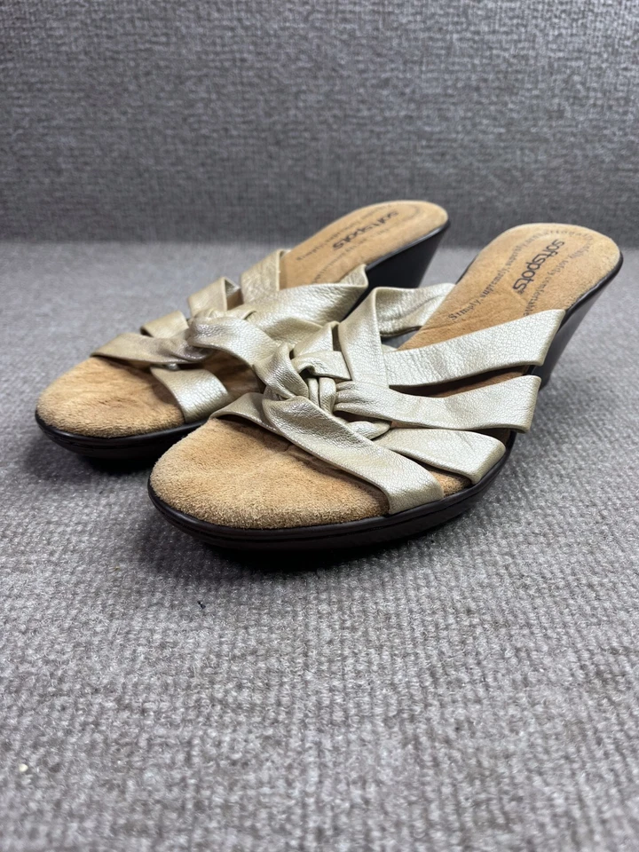 Softspots Sandals 8W Womens Brown Slip On Wedge Heel Casual Comfort - image 1 of 4