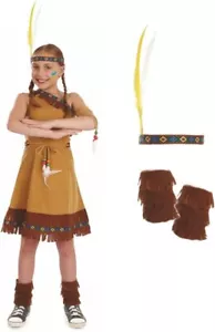 Indianer Kostüm Kinder Mädchen Indianerkleid Indianerin Karneval Faschingskostüm - Bild 1 von 5