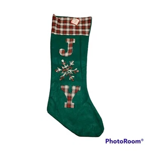 NWT 31" XL Christmas Stocking JOY Green Red Plaid Seasonal Holiday Home Rustic  - Picture 1 of 4