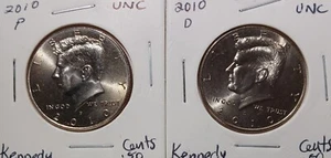 Set mezzo dollaro P&D KENNEDY 2010 (SET 2 MONETE) fior di conio non circolato. - Foto 1 di 2