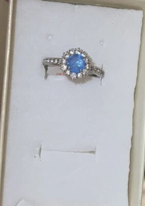 New Bomb Party RBP5435 Size 6 Ring TIMELESS ESSENCE Ocean Blue Quartz Rhodium - Picture 1 of 4