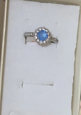 New Bomb Party RBP5435 Size 6 Ring TIMELESS ESSENCE Ocean Blue Quartz Rhodium - Image 1 of 4