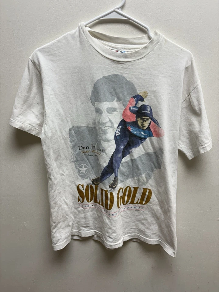 Vintage 1994 Dan Jansen Olímpico Ouro Patinação de Velocidade Ponto Único tamanho Médio - Imagem 1 de 4