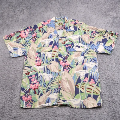 Vintage Reyn Spooner Hawaiian Shirt Mens XL Rayon Linen Double Flap Pockets Loop - Image 1 of 4