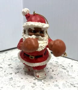 RARO Ornamento Babbo Natale nero boxe sportivo 3" - Foto 1 di 7