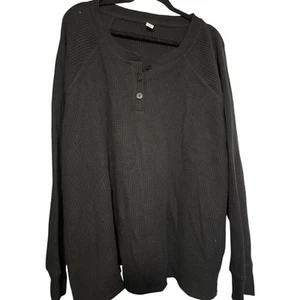 NWT Old Navy Black Waffle Knit Long Sleeve Shirt 3 Buttons Size 4X - Picture 1 of 3