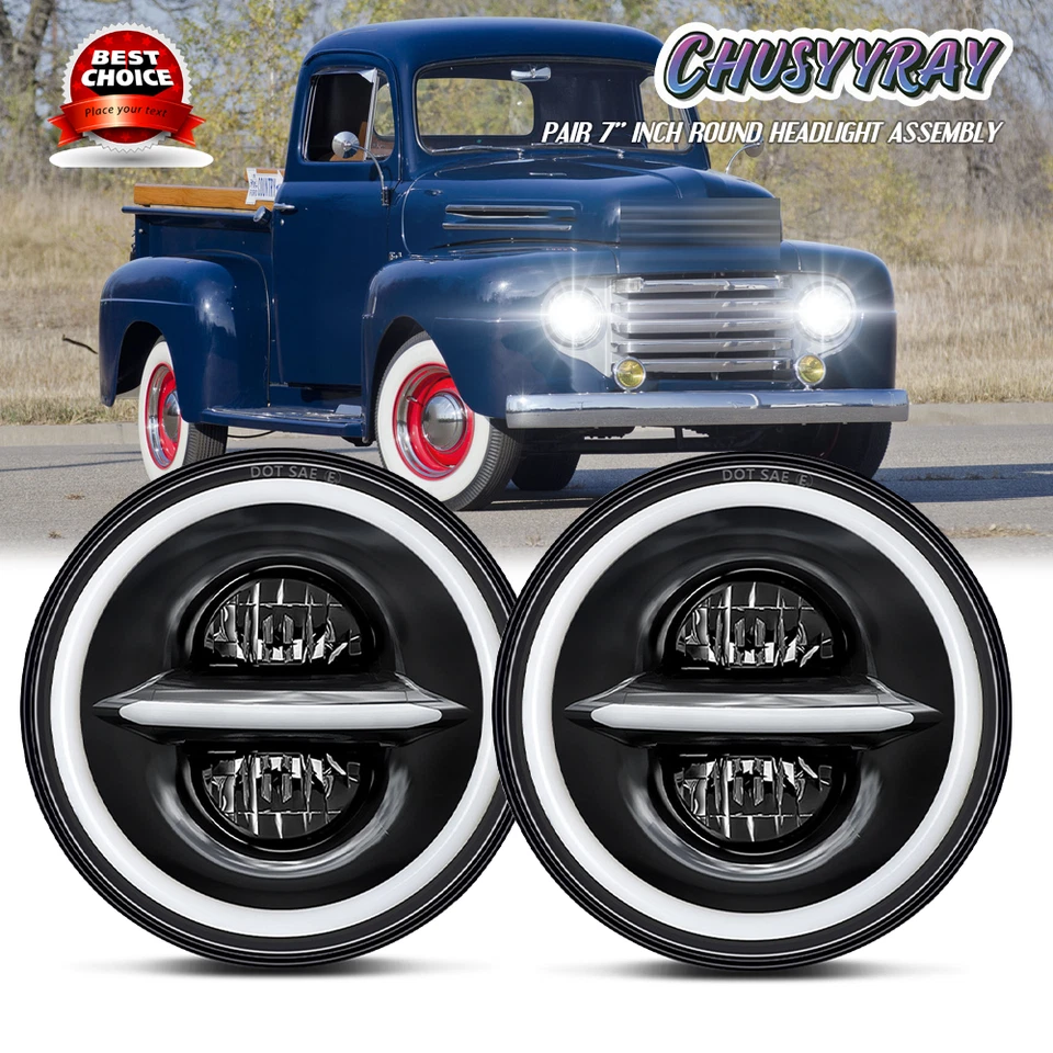 Faros LED redondos de 7 pulgadas DRL para Ford F1 1948 1949 1950 1951 1952 A++ Foto 1 de 4