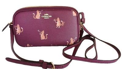 COACH Double Zip Party Cat Crossbody Bag, Dark Berry  F87847 NEW WITH TAG - Image 1 of 4
