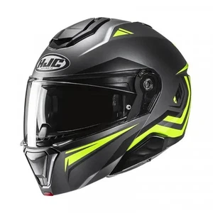 HJC CASCO MOTO MODULARE I91 TRICUS MATT GREY BLACK YELLOW 22-06 - Picture 1 of 2
