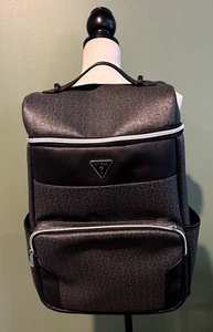 BABY LT GUESS DIAPER BAG BACKPACK LARGE 17 " TALL BLACK PVC LOGO TRAVEL TOTE - Picture 1 of 8