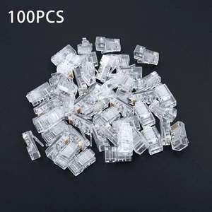 100x Pass Par Bout Ouvert Cat5e Cat6 Modulaire Prise Réseau Connecteur Kits - Photo 1/12