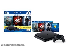 PlayStation 4 Slim 1TB PS4 Hits Console Bundle Includes God Of War GT Sport 2Z - Picture 1 of 3